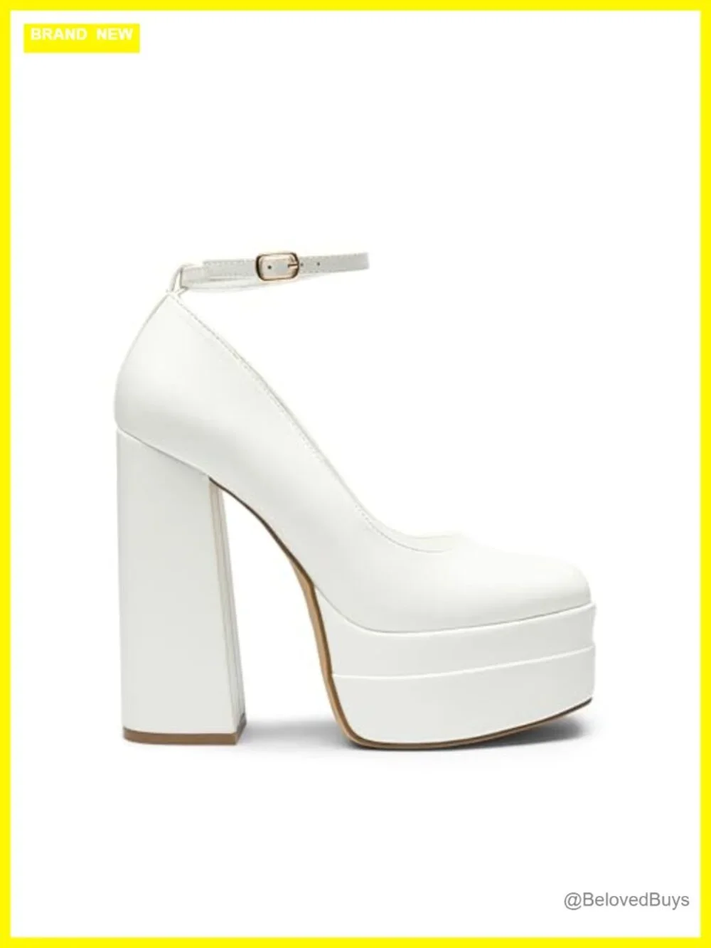 Y2K Chunky Block Heel Pumps with Ankle Strap Square Toe Platform Dress Shoes